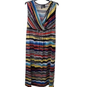 New Directions: Sleeveless Maxi Dress, Size 3X, Black/White/Blue/Red/Yellow